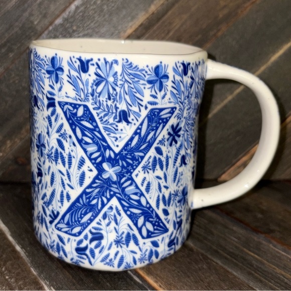 Anthropologie Folksong Monogram Mug Letter X - NEW - Picture 6 of 10